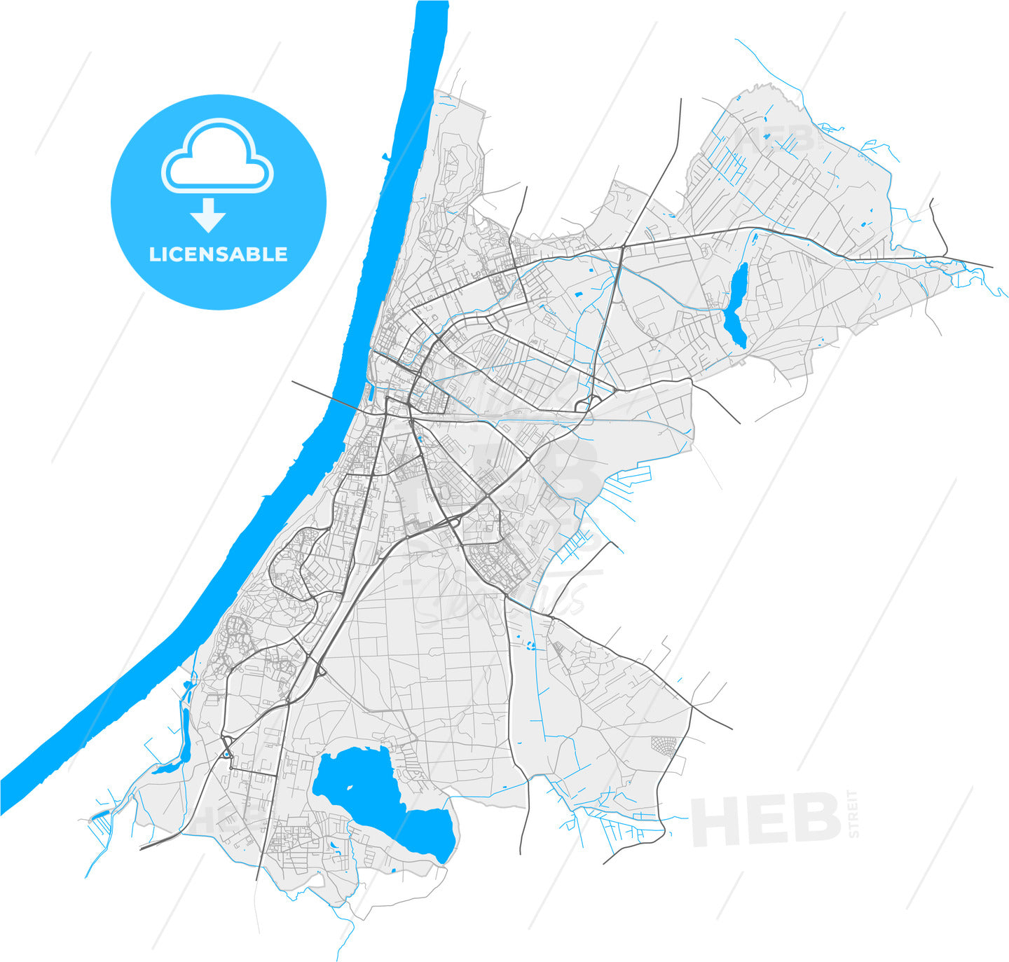 Grudziądz, Kuyavian-Pomeranian, Poland, high quality vector map