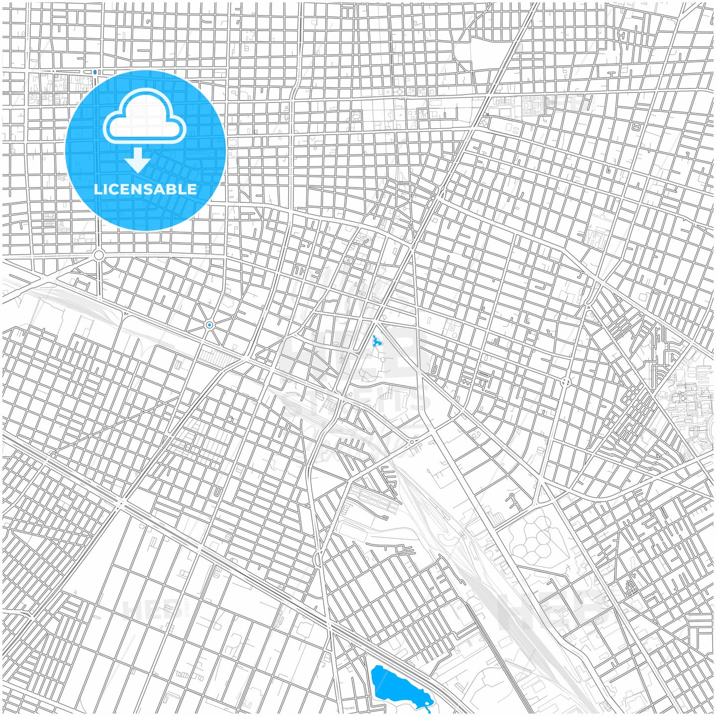 Guadalajara, Jalisco, Mexico, city map with high quality roads.