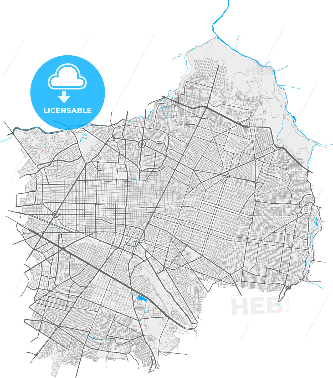 Guadalajara, Jalisco, Mexico, high quality vector map