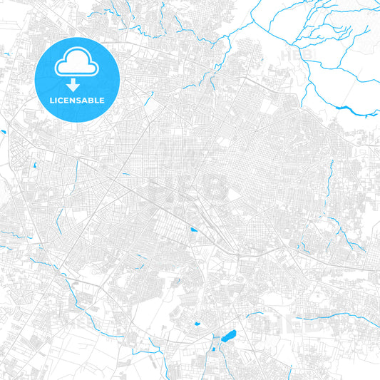 Guadalajara, Mexico PDF vector map with water in focus