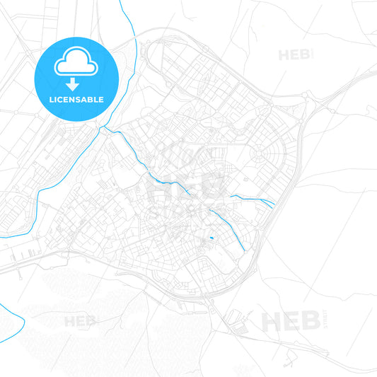 Guadalajara, Spain PDF vector map with water in focus