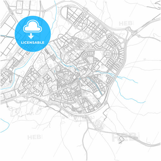 Guadalajara, Spain, city map with high quality roads.