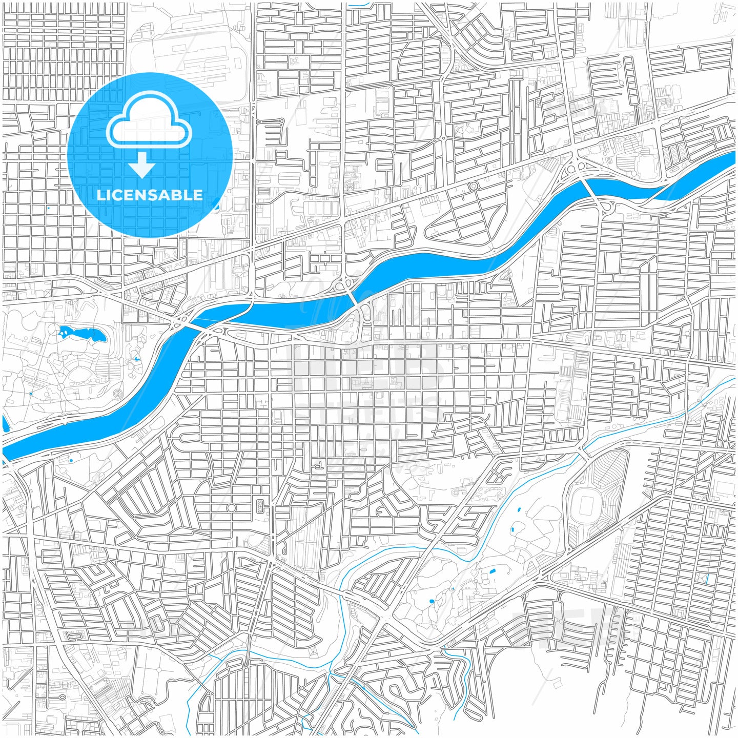 Guadalupe, Nuevo León, Mexico, city map with high quality roads.