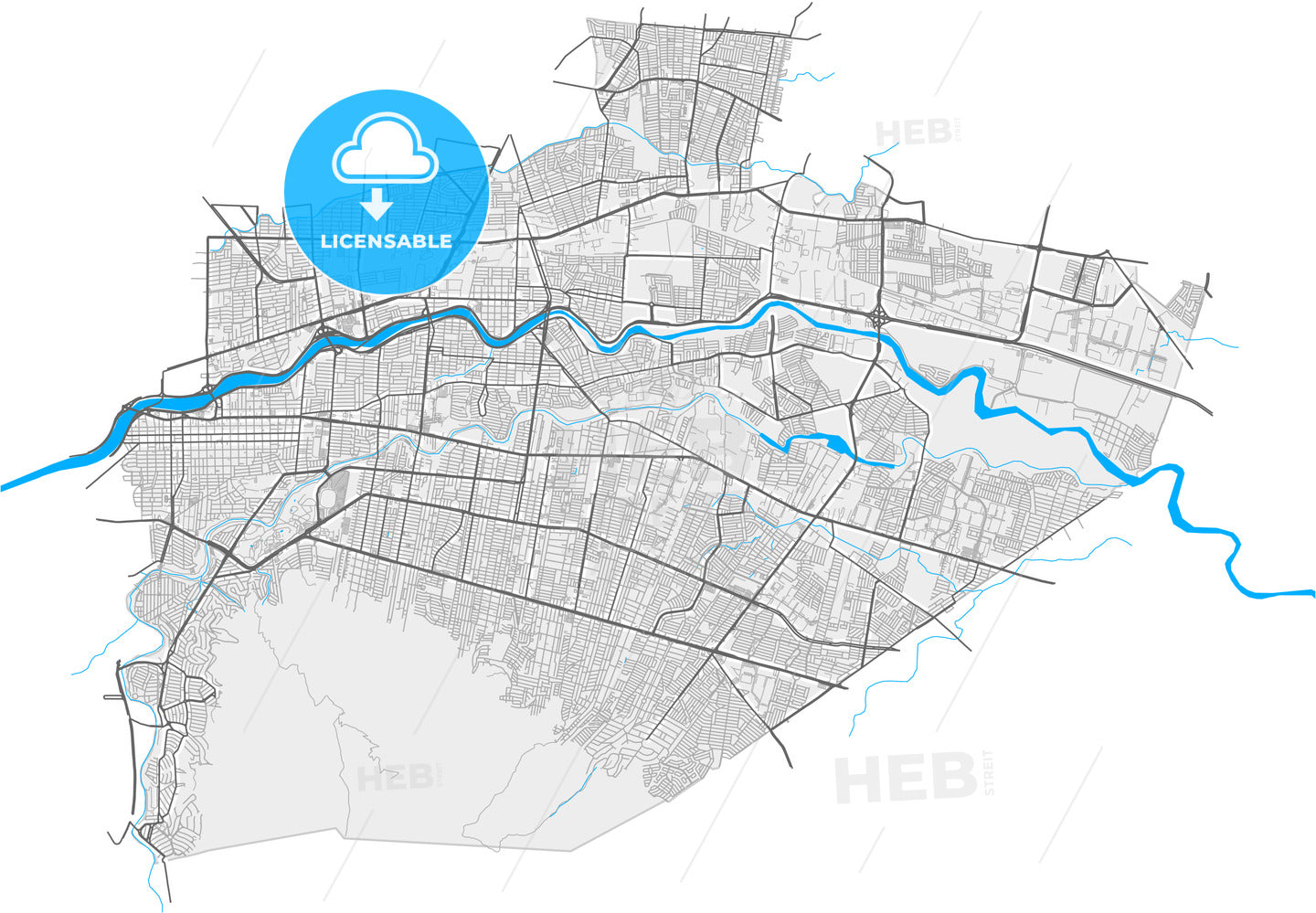 Guadalupe, Nuevo León, Mexico, high quality vector map