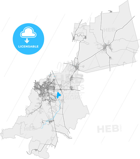 Guadalupe, Zacatecas, Mexico, high quality vector map