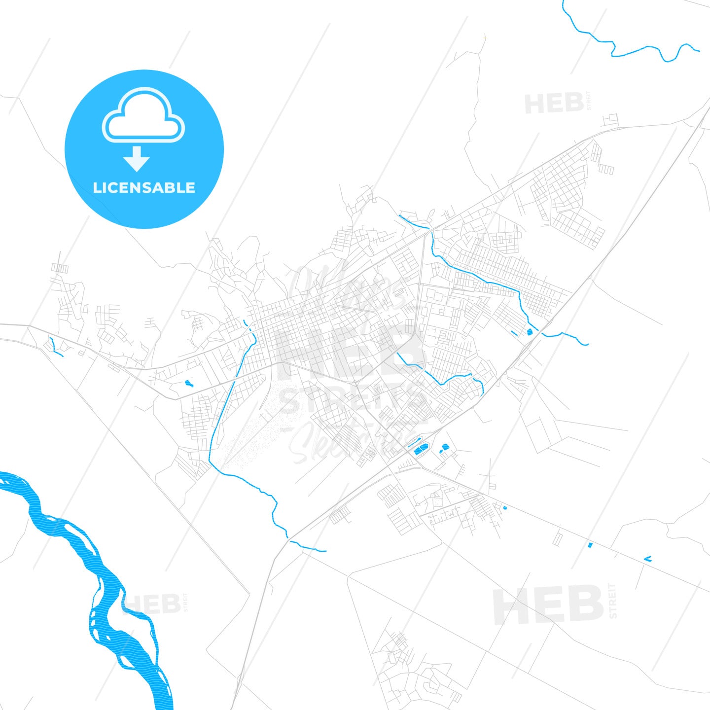 Guanare, Venezuela PDF vector map with water in focus