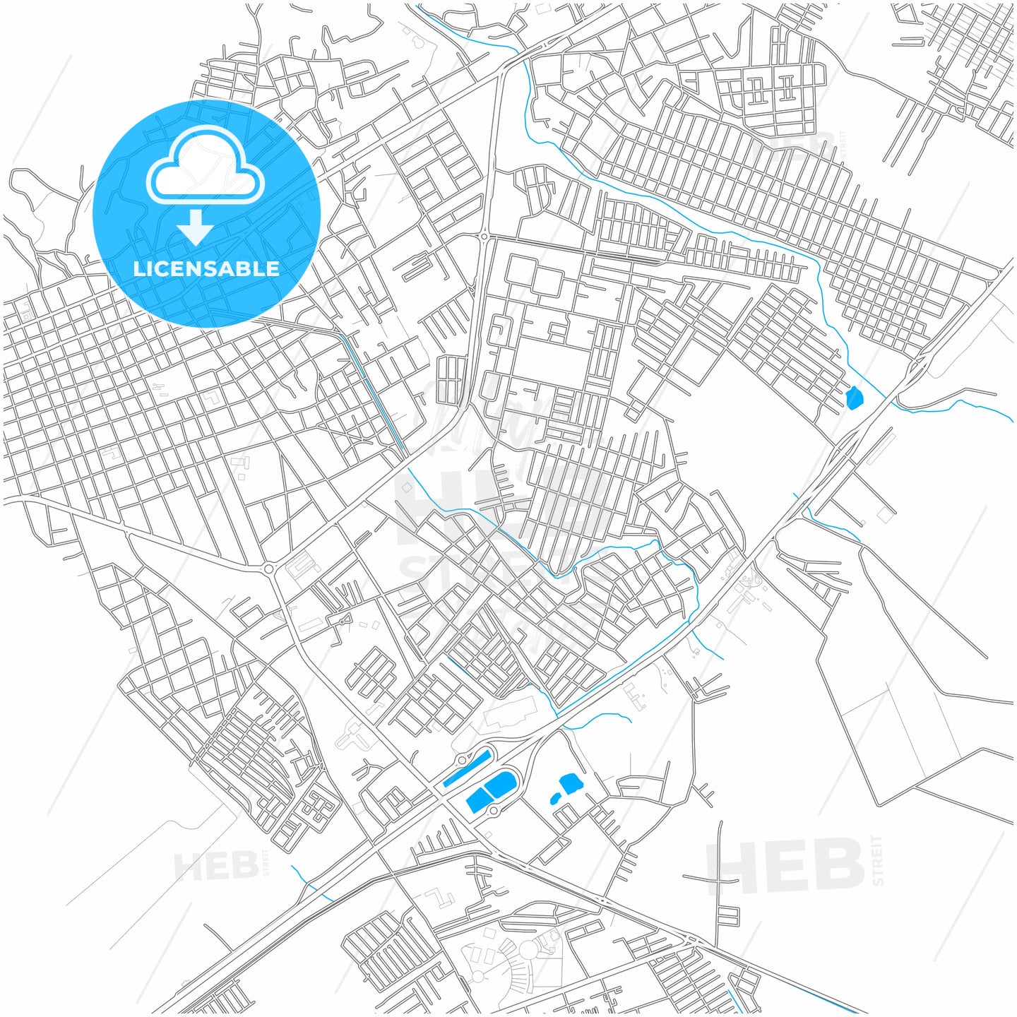 Guanare, Venezuela, city map with high quality roads.