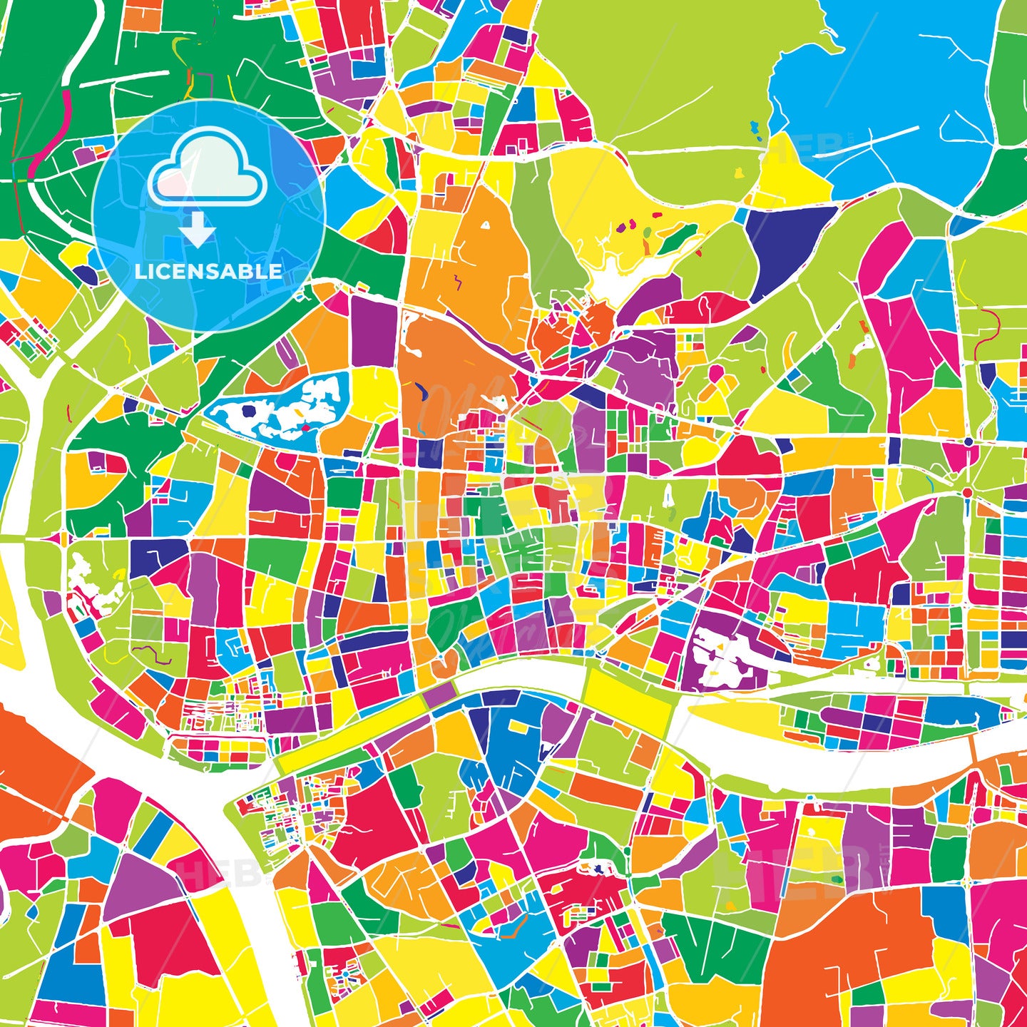Guangzhou, China, colorful vector map