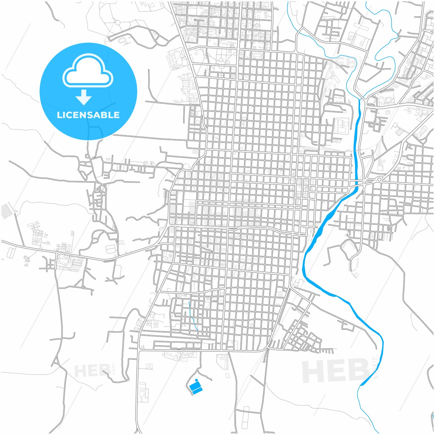 Guantánamo, Guantánamo, Cuba, city map with high quality roads.