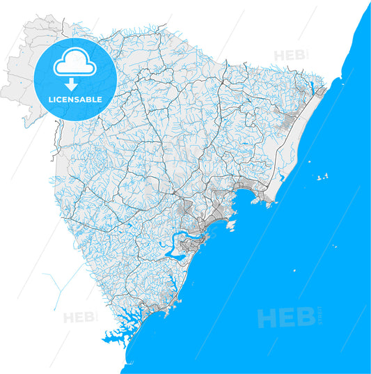 Guarapari, Brazil, high quality vector map