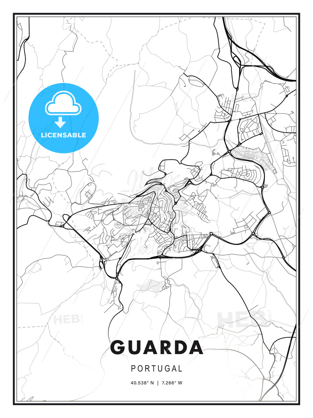 Guarda, Portugal, Modern Print Template in Various Formats - HEBSTREITS Sketches