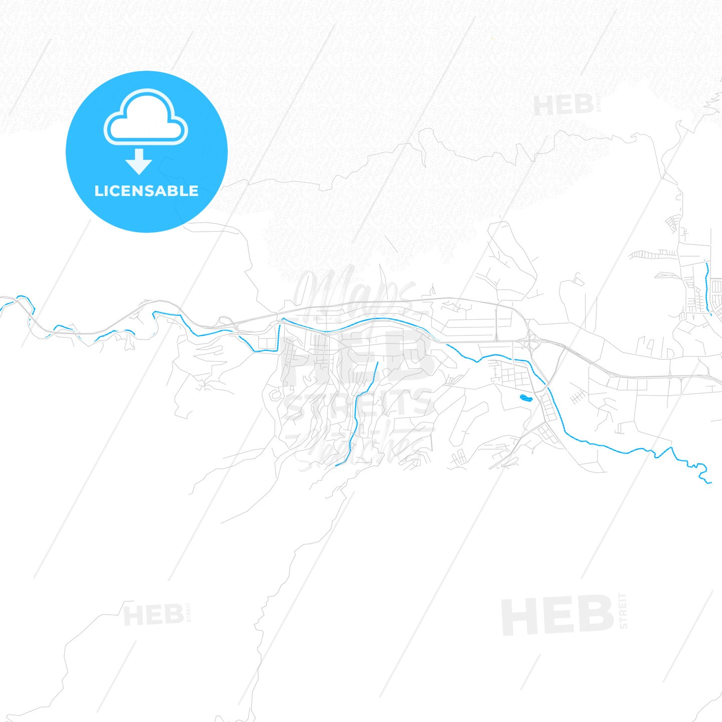 Guarenas, Venezuela PDF vector map with water in focus