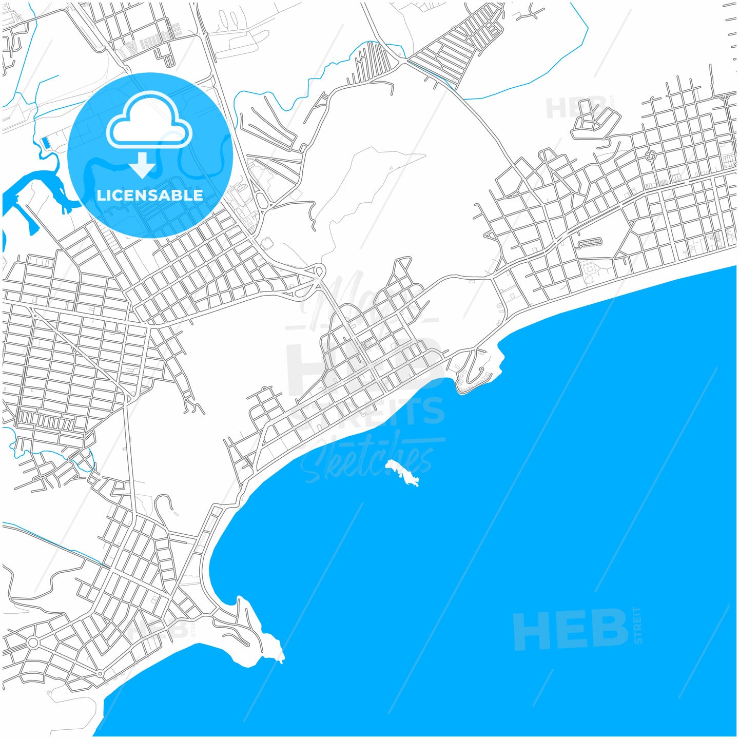 Guaruja, Brazil, city map with high quality roads.