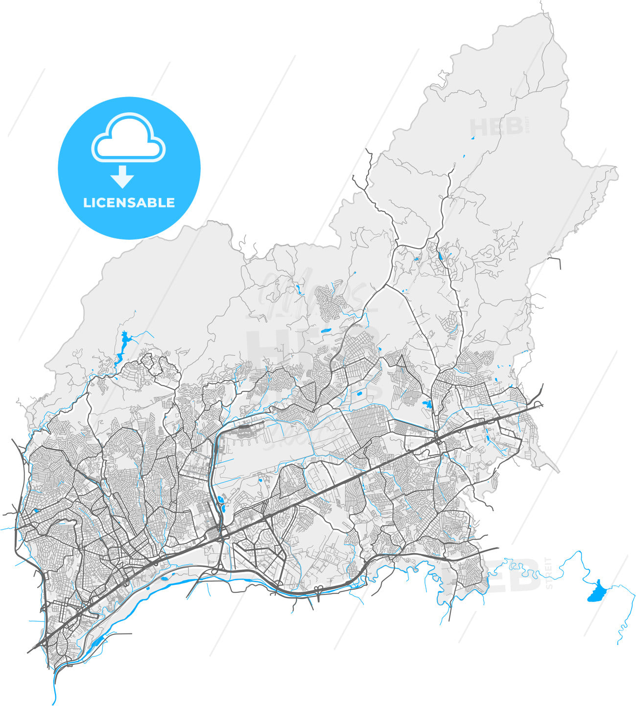 Guarulhos, Brazil, high quality vector map