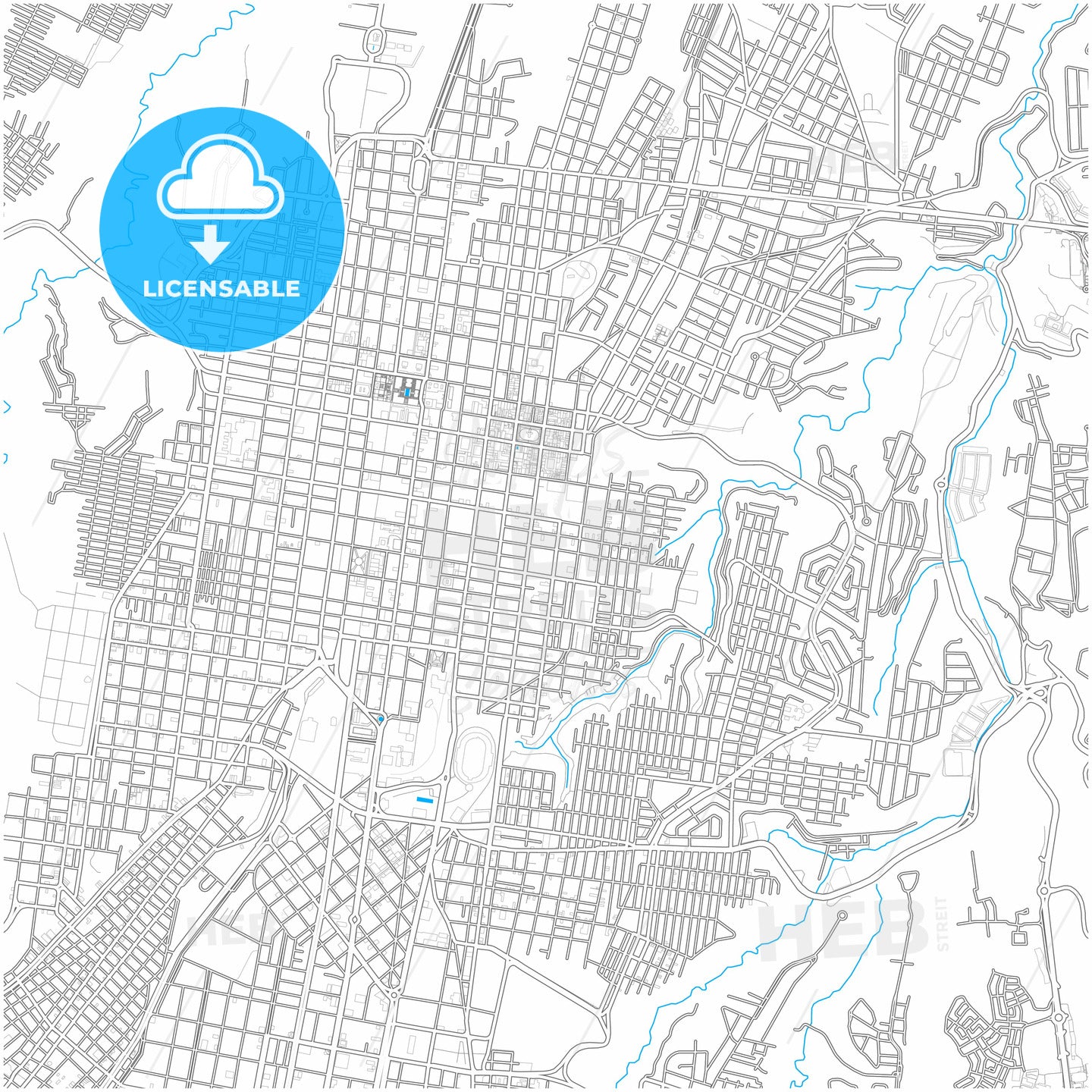 Guatemala City, Guatemala, Guatemala, city map with high quality roads.