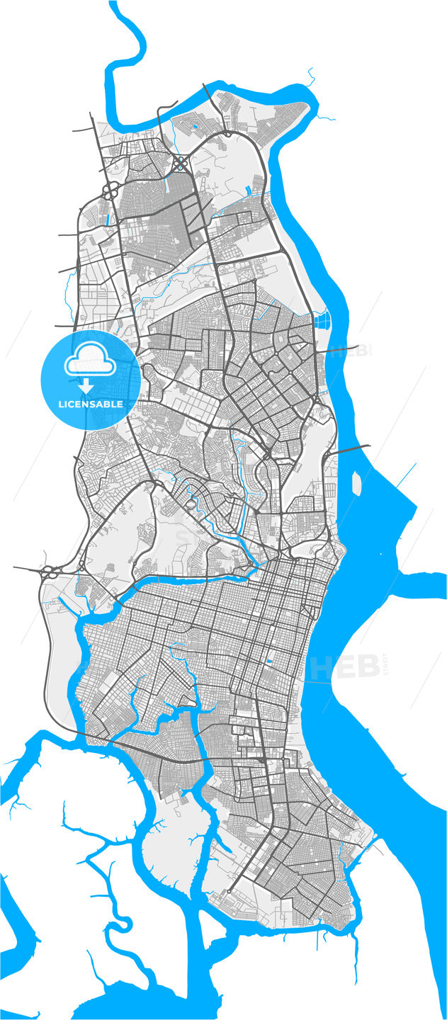 Guayaquil, Ecuador, high quality vector map