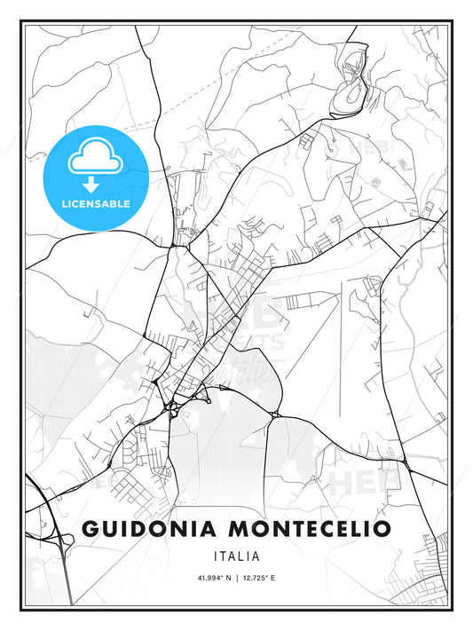Guidonia Montecelio, Italy, Modern Print Template in Various Formats - HEBSTREITS Sketches