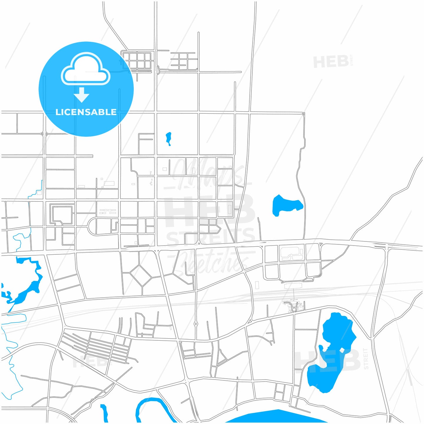 Guigang, Guangxi, China, city map with high quality roads.