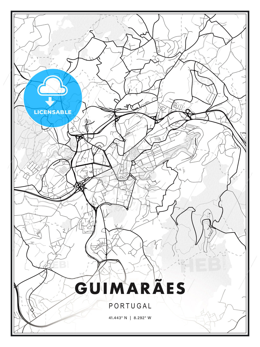 Guimarães, Portugal, Modern Print Template in Various Formats - HEBSTREITS Sketches