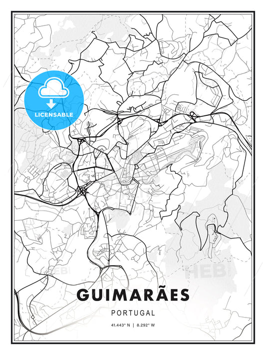 Guimarães, Portugal, Modern Print Template in Various Formats - HEBSTREITS Sketches
