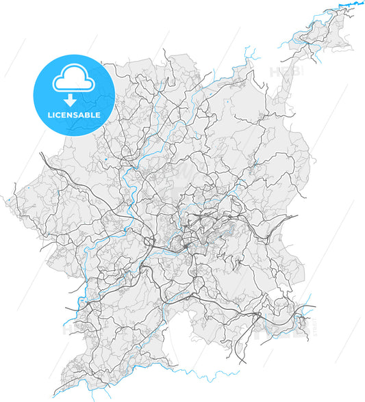 Guimarães, Braga, Portugal, high quality vector map