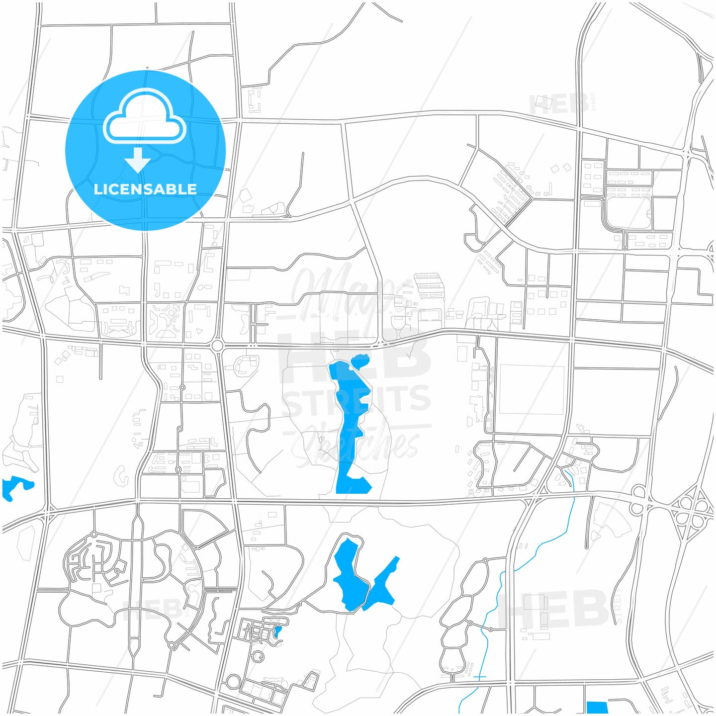 Guiyang, Guizhou, China, city map with high quality roads.