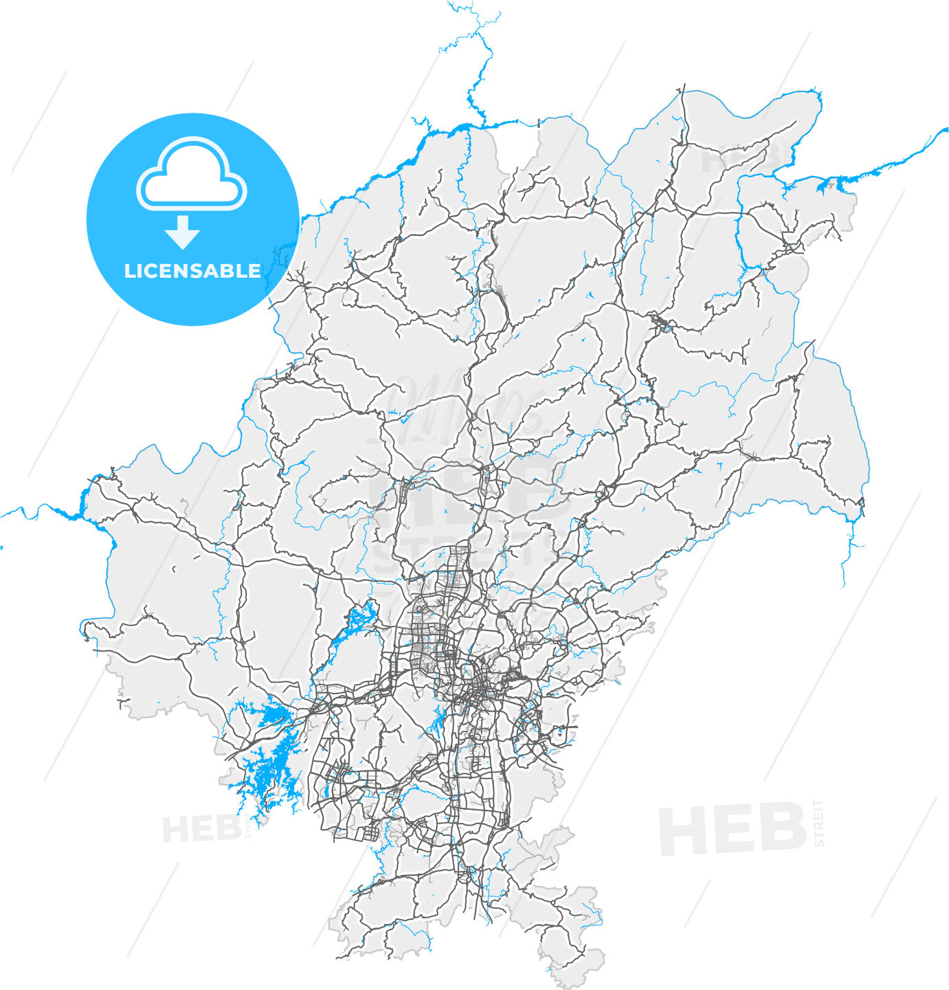 Guiyang, Guizhou, China, high quality vector map