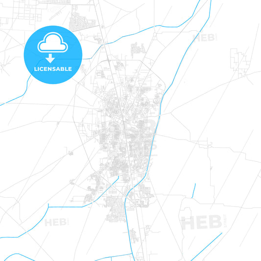 Gujranwala, Pakistan PDF vector map with water in focus