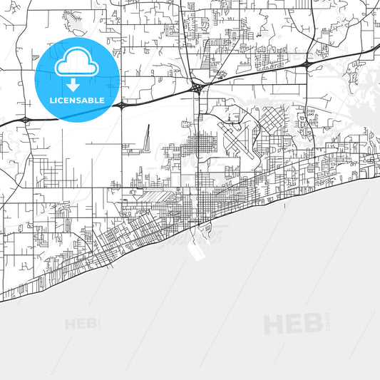 Gulfport, Mississippi - Area Map - Light