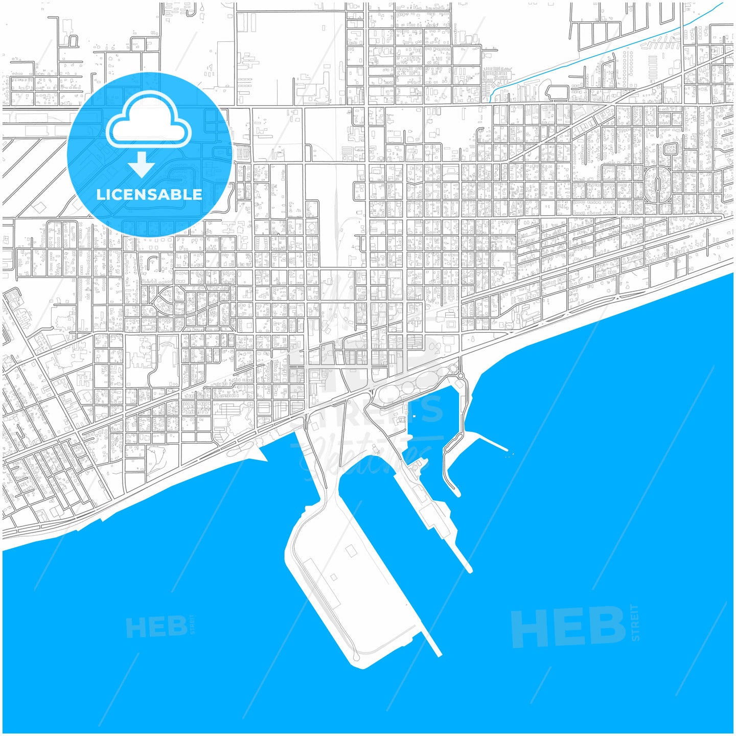 Gulfport, Mississippi, United States, city map with high quality roads.