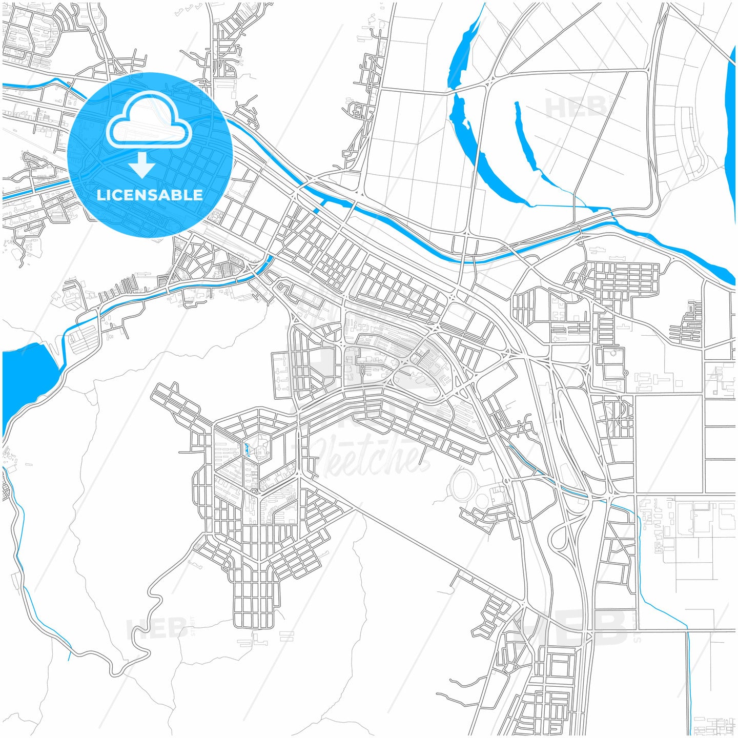 Gumi, North Gyeongsang, South Korea, city map with high quality roads.