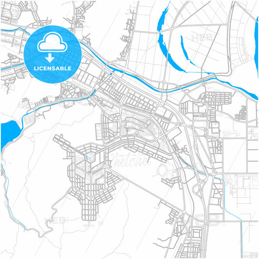 Gumi, North Gyeongsang, South Korea, city map with high quality roads.