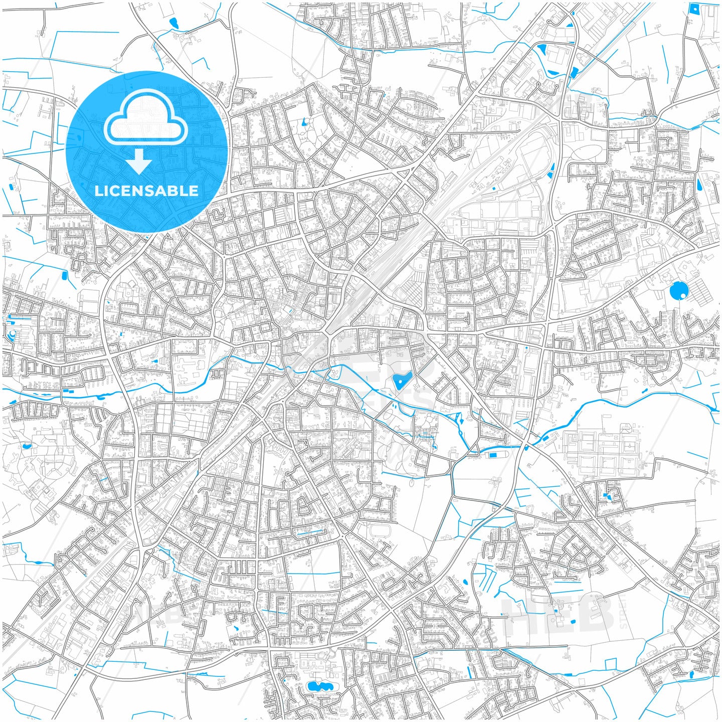 Gutersloh, North Rhine-Westphalia, Germany, city map with high quality roads.