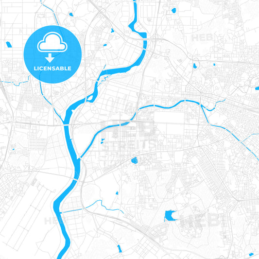 Gwangju, South Korea PDF vector map with water in focus