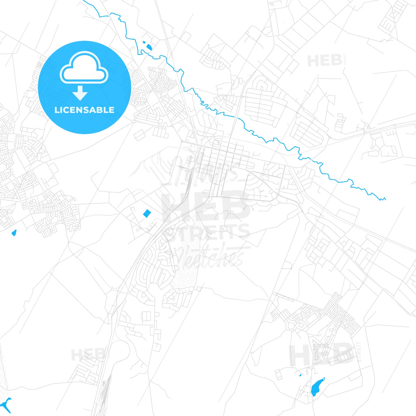 Gweru, Zimbabwe PDF vector map with water in focus