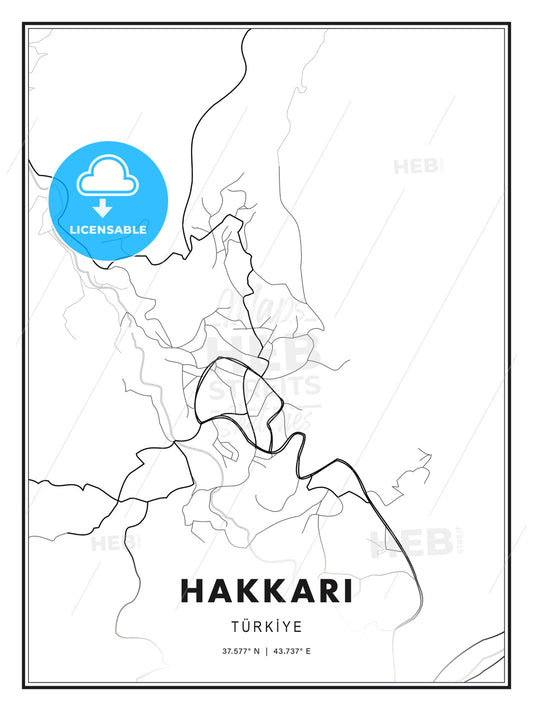 HAKKARI / Hakkâri, Turkey, Modern Print Template in Various Formats - HEBSTREITS Sketches