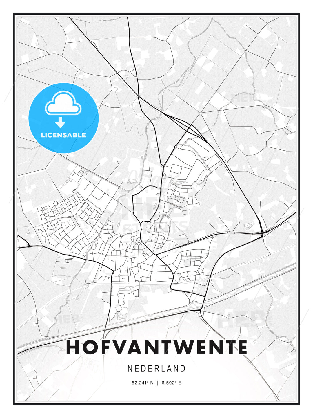 HOFVANTWENTE / Hof van Twente, Netherlands, Modern Print Template in Various Formats - HEBSTREITS Sketches