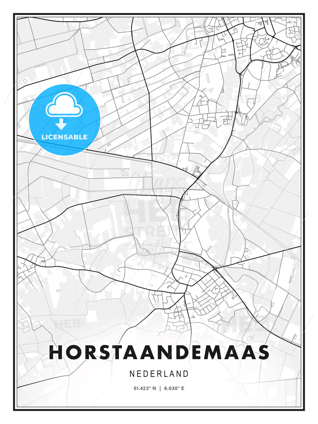 HORSTAANDEMAAS / Horst aan de Maas, Netherlands, Modern Print Template in Various Formats - HEBSTREITS Sketches