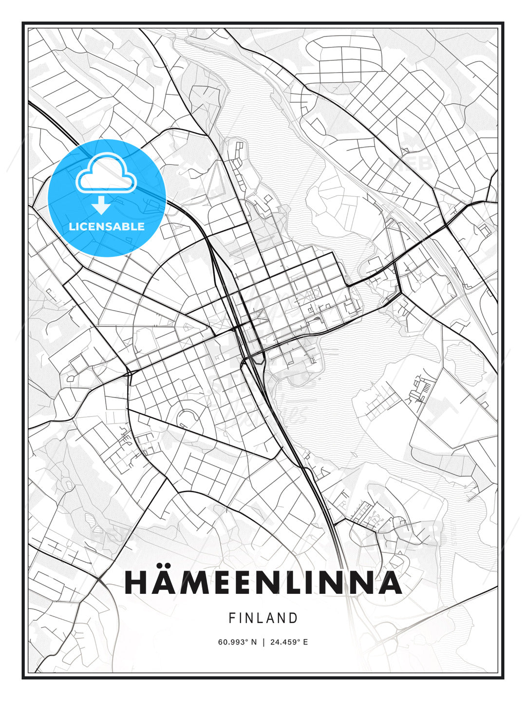 Hämeenlinna, Finland, Modern Print Template in Various Formats - HEBSTREITS Sketches