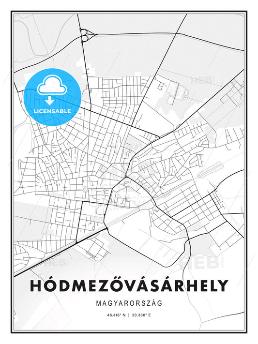 Hódmezővásárhely, Hungary, Modern Print Template in Various Formats - HEBSTREITS Sketches