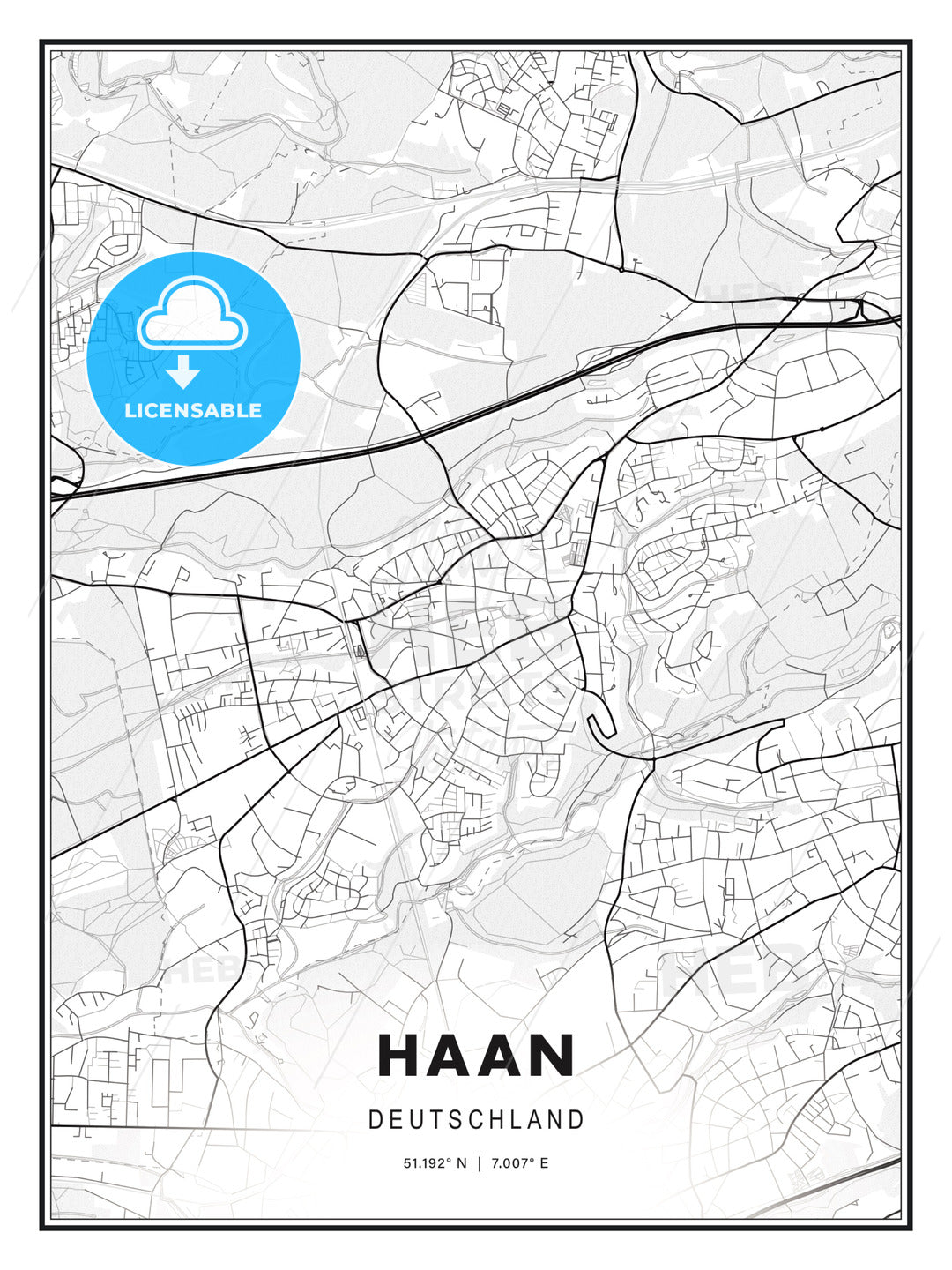 Haan, Germany, Modern Print Template in Various Formats - HEBSTREITS Sketches