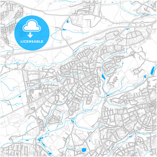 Haan, North Rhine-Westphalia, Germany, city map with high quality roads.