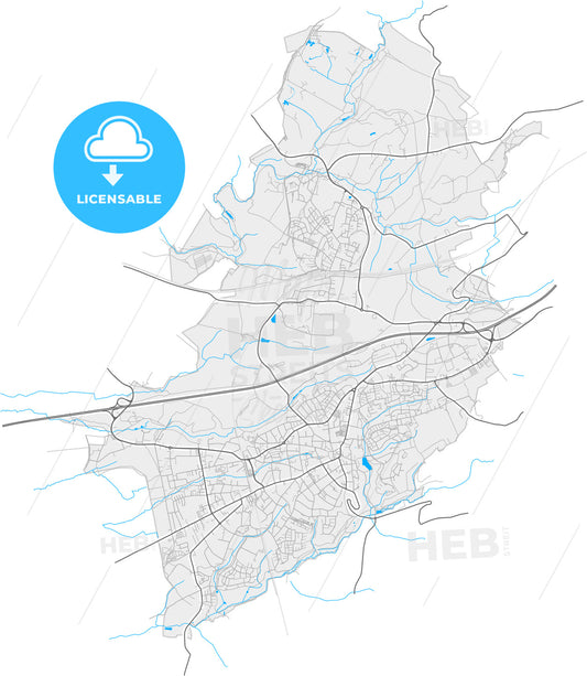 Haan, North Rhine-Westphalia, Germany, high quality vector map