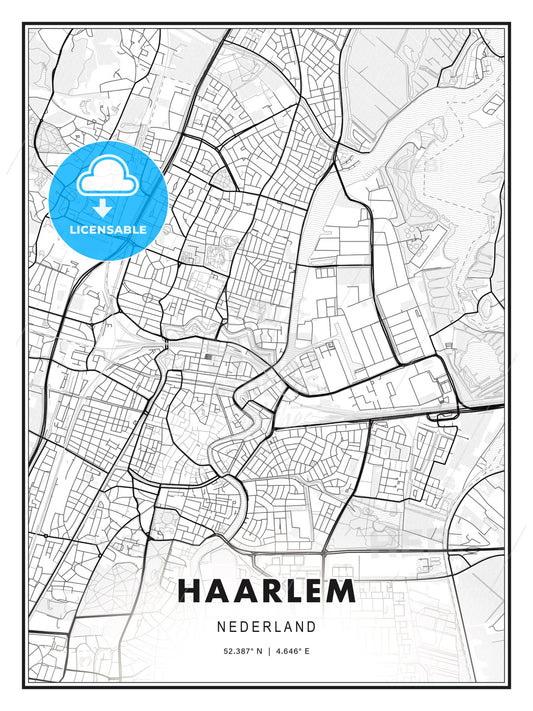 Haarlem, Netherlands, Modern Print Template in Various Formats - HEBSTREITS Sketches