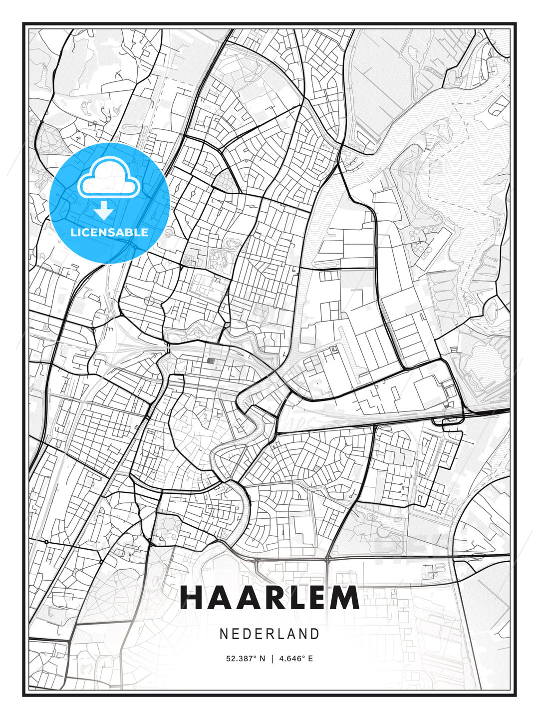 Haarlem, Netherlands, Modern Print Template in Various Formats - HEBSTREITS Sketches