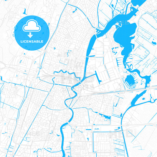 Haarlem, Netherlands PDF vector map with water in focus