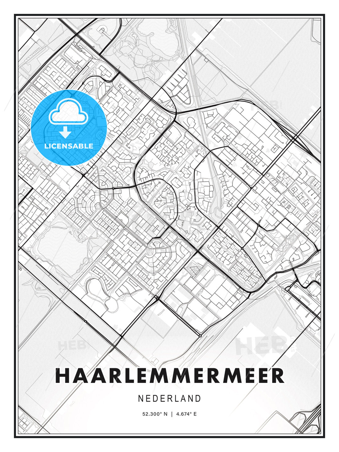 Haarlemmermeer, Netherlands, Modern Print Template in Various Formats - HEBSTREITS Sketches