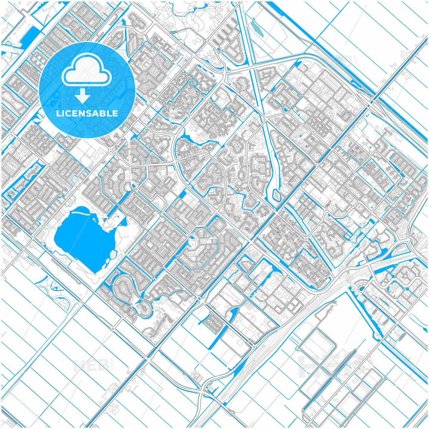 Haarlemmermeer, North Holland, Netherlands, city map with high quality roads.