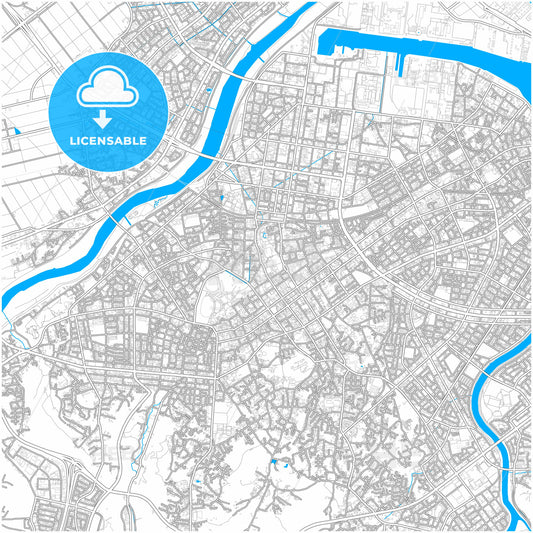 Hachinohe, Aomori, Japan, city map with high quality roads.