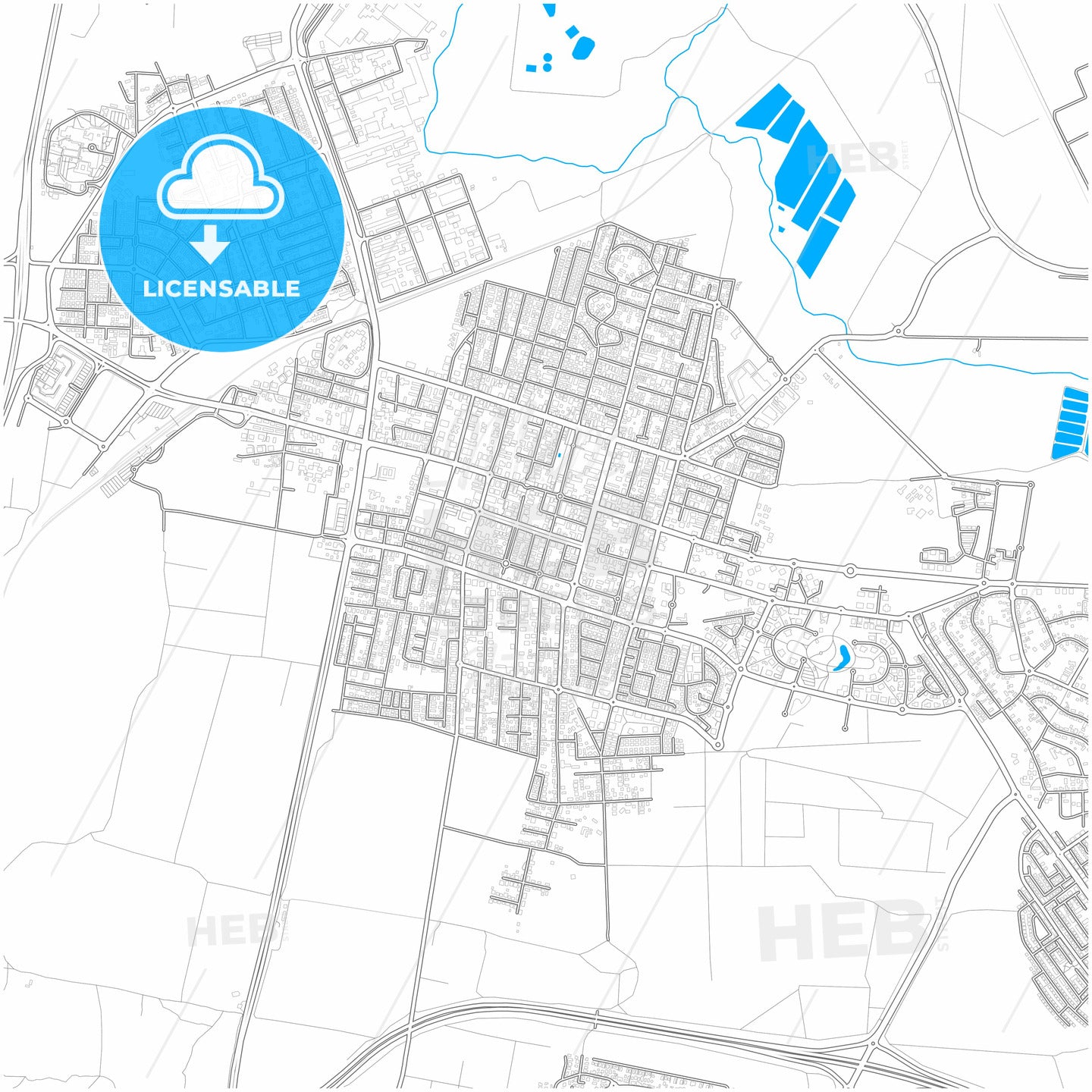 Hadera, Haifa, Israel, city map with high quality roads.